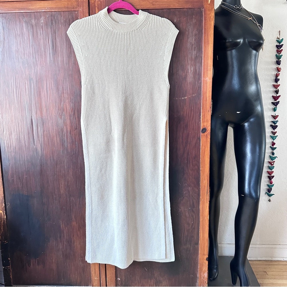 Sleeveless Knit Midi Dress in Cream